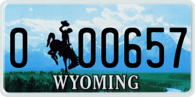 WY license plate 000657
