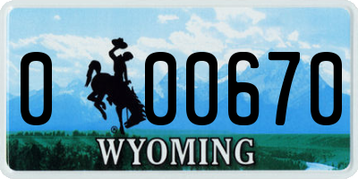 WY license plate 000670