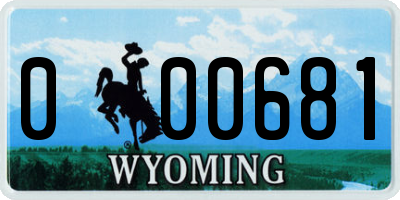 WY license plate 000681
