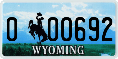 WY license plate 000692