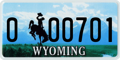 WY license plate 000701