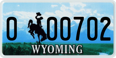 WY license plate 000702