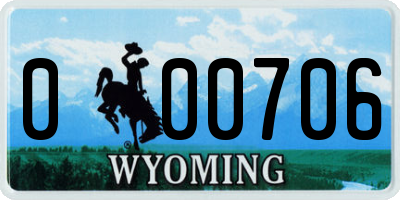 WY license plate 000706