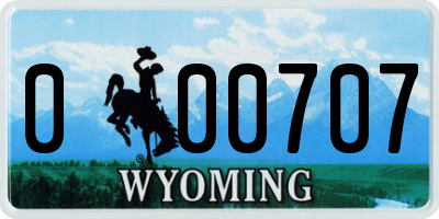 WY license plate 000707