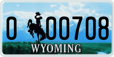 WY license plate 000708