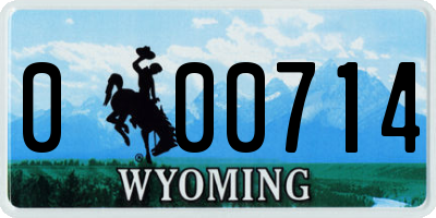 WY license plate 000714