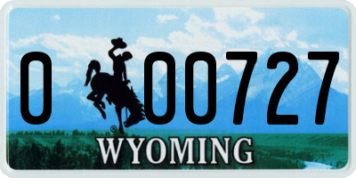 WY license plate 000727