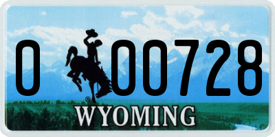 WY license plate 000728