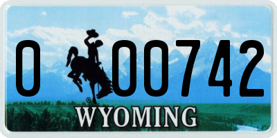 WY license plate 000742