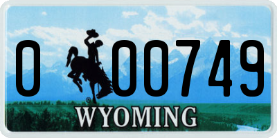 WY license plate 000749