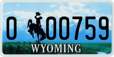 WY license plate 000759