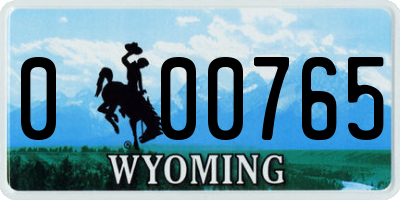 WY license plate 000765