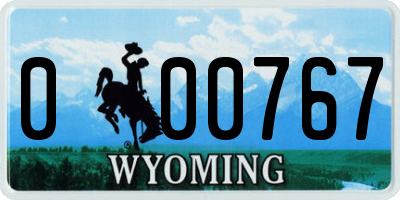 WY license plate 000767