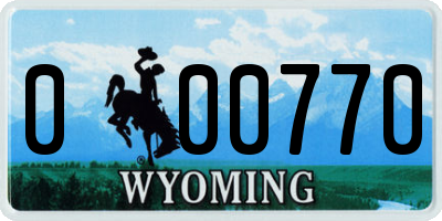 WY license plate 000770