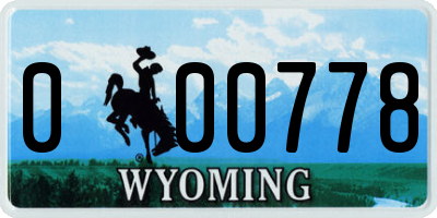 WY license plate 000778