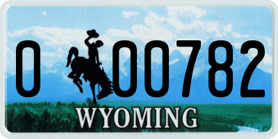 WY license plate 000782