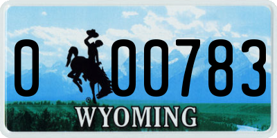 WY license plate 000783