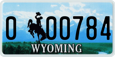 WY license plate 000784