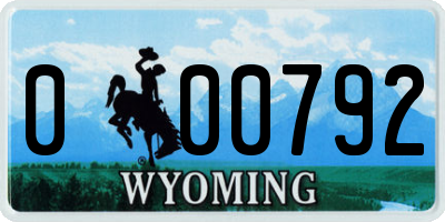 WY license plate 000792