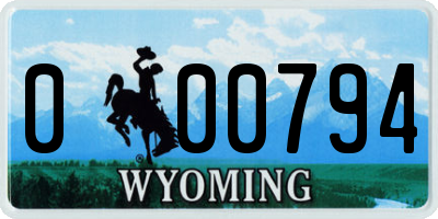 WY license plate 000794
