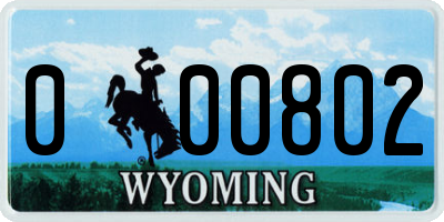 WY license plate 000802