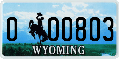 WY license plate 000803