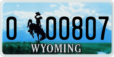 WY license plate 000807