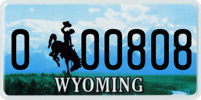 WY license plate 000808