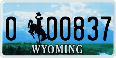 WY license plate 000837