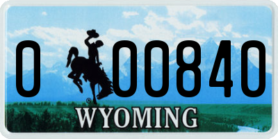 WY license plate 000840