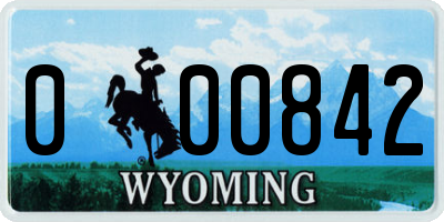 WY license plate 000842