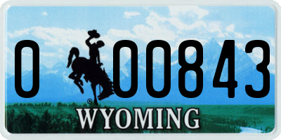 WY license plate 000843