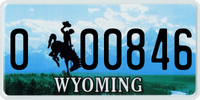 WY license plate 000846