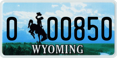 WY license plate 000850