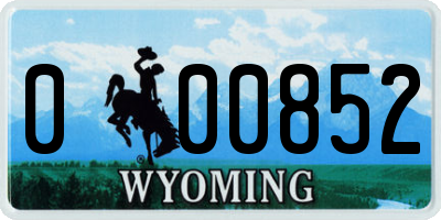 WY license plate 000852