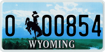 WY license plate 000854