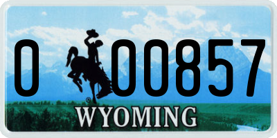 WY license plate 000857