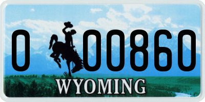 WY license plate 000860