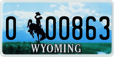 WY license plate 000863