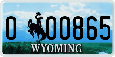 WY license plate 000865