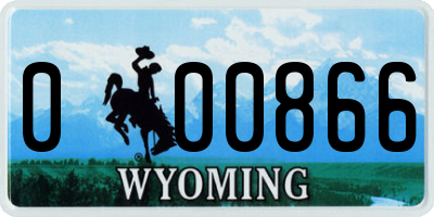 WY license plate 000866