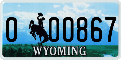 WY license plate 000867