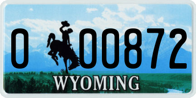 WY license plate 000872