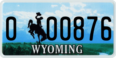 WY license plate 000876