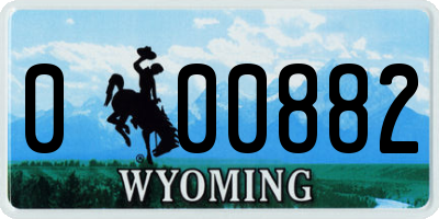 WY license plate 000882