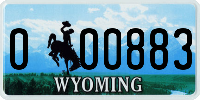 WY license plate 000883