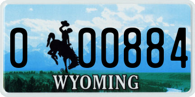 WY license plate 000884