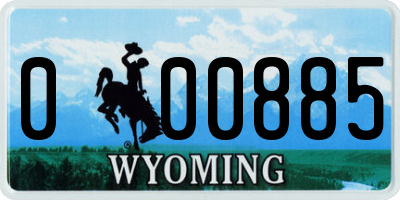 WY license plate 000885