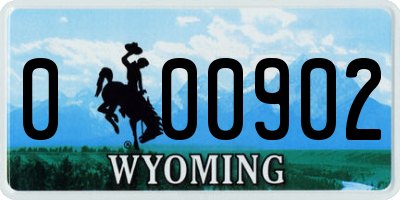 WY license plate 000902