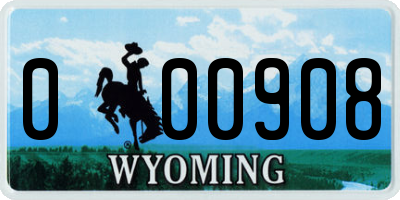 WY license plate 000908